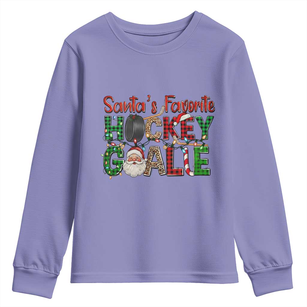 Santa Favorite Hockey Goalie Youth Sweatshirt Funny Christmas Gift - Wonder Print Shop