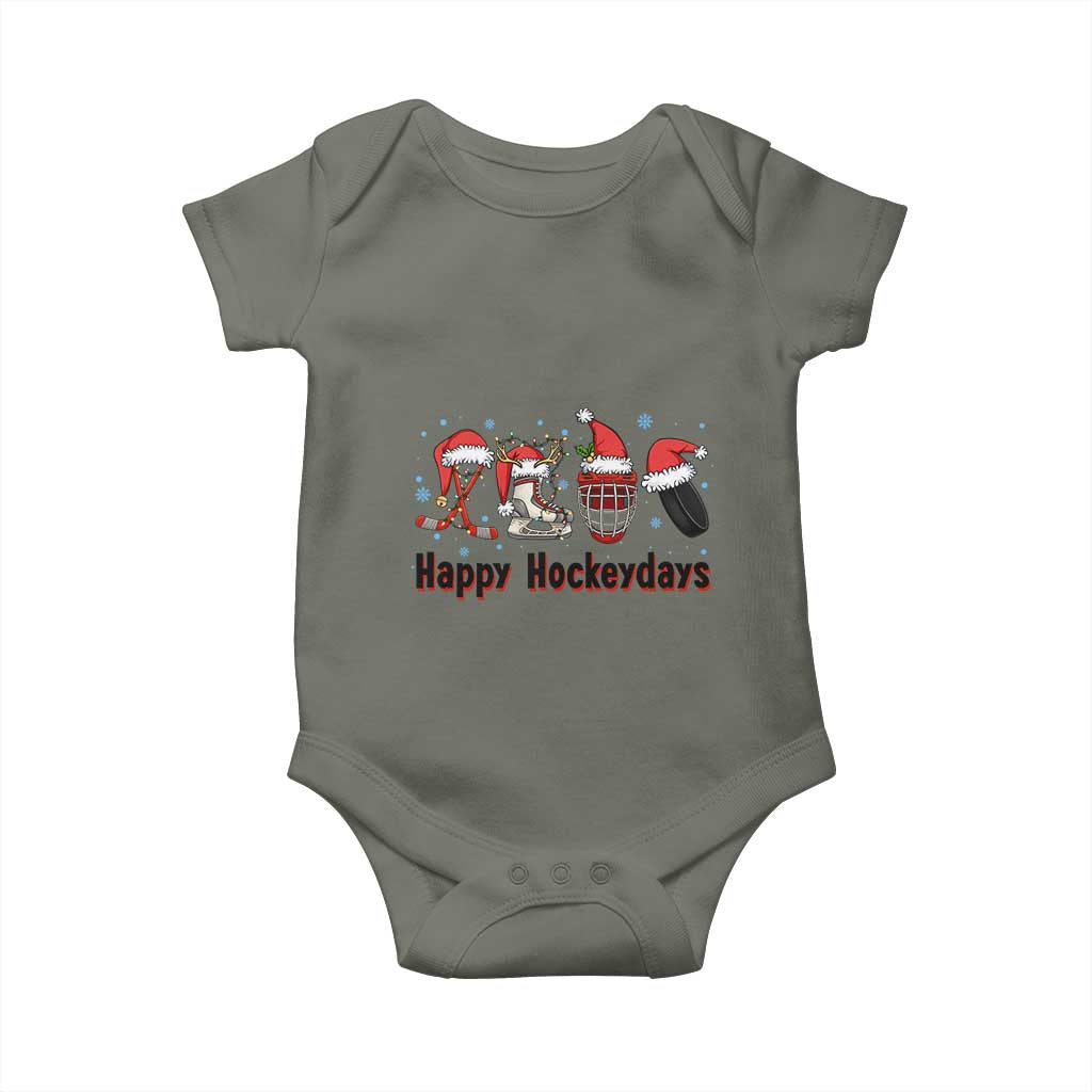 Happy Hockeydays Baby Onesie Funny Christmas Ice Hockey Gift - Wonder Print Shop