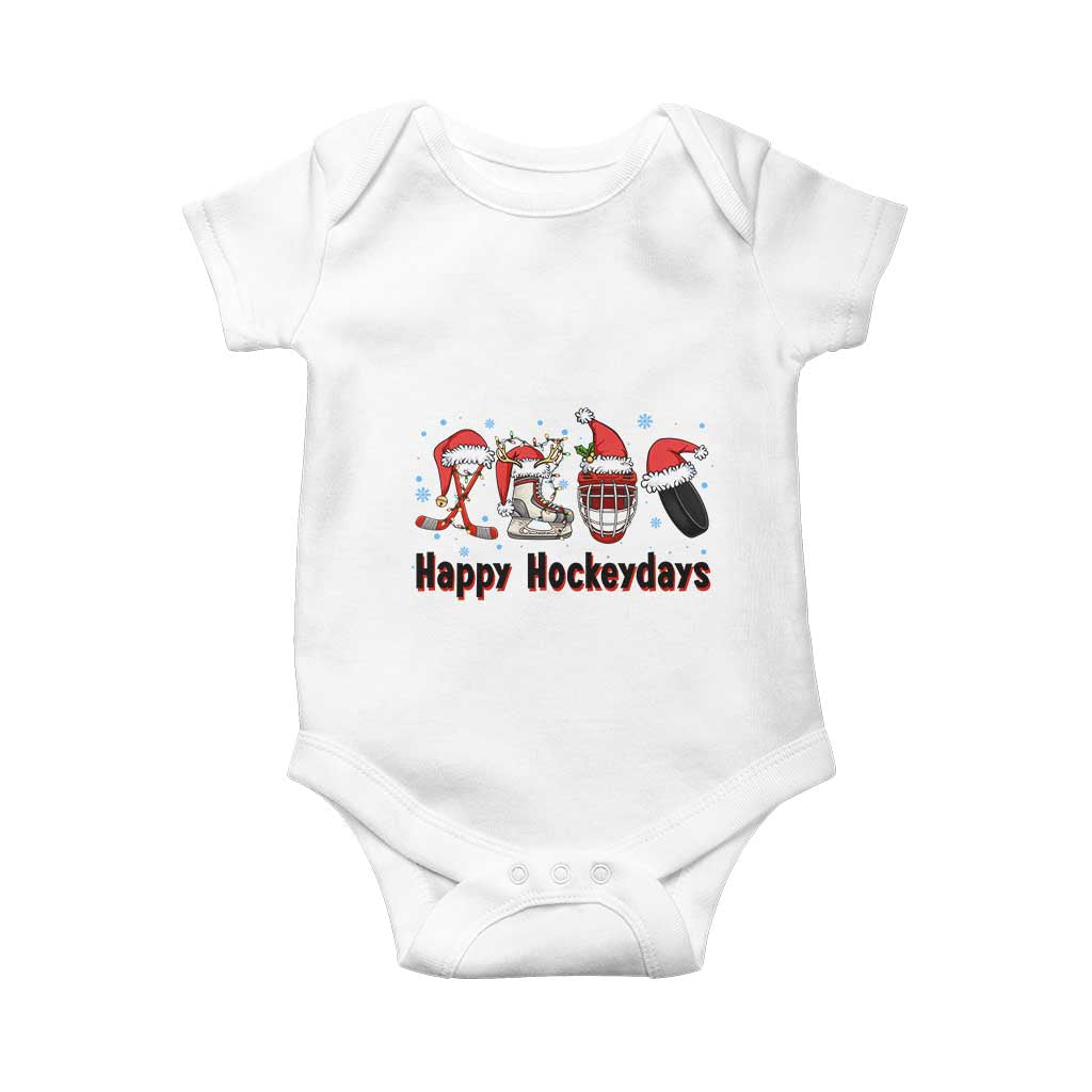 Happy Hockeydays Baby Onesie Funny Christmas Ice Hockey Gift - Wonder Print Shop