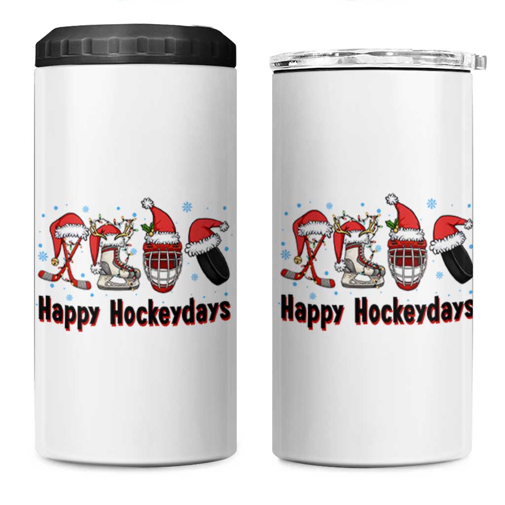Happy Hockeydays 4 in 1 Can Cooler Tumbler Funny Christmas Ice Hockey Gift - Wonder Print Shop