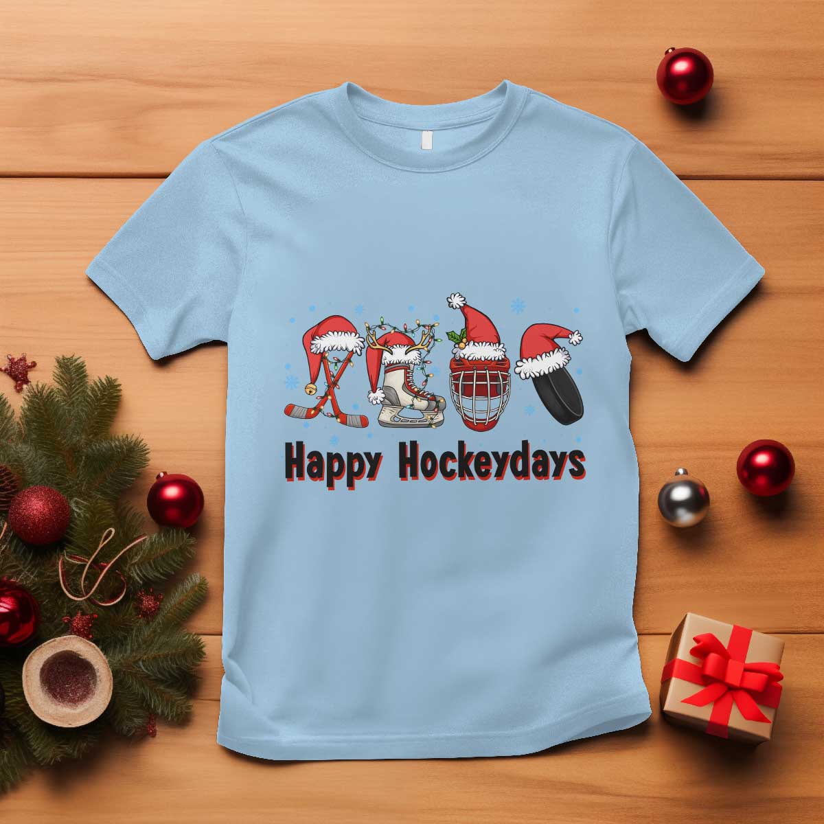 Happy Hockeydays T Shirt Funny Christmas Ice Hockey Gift - Wonder Print Shop