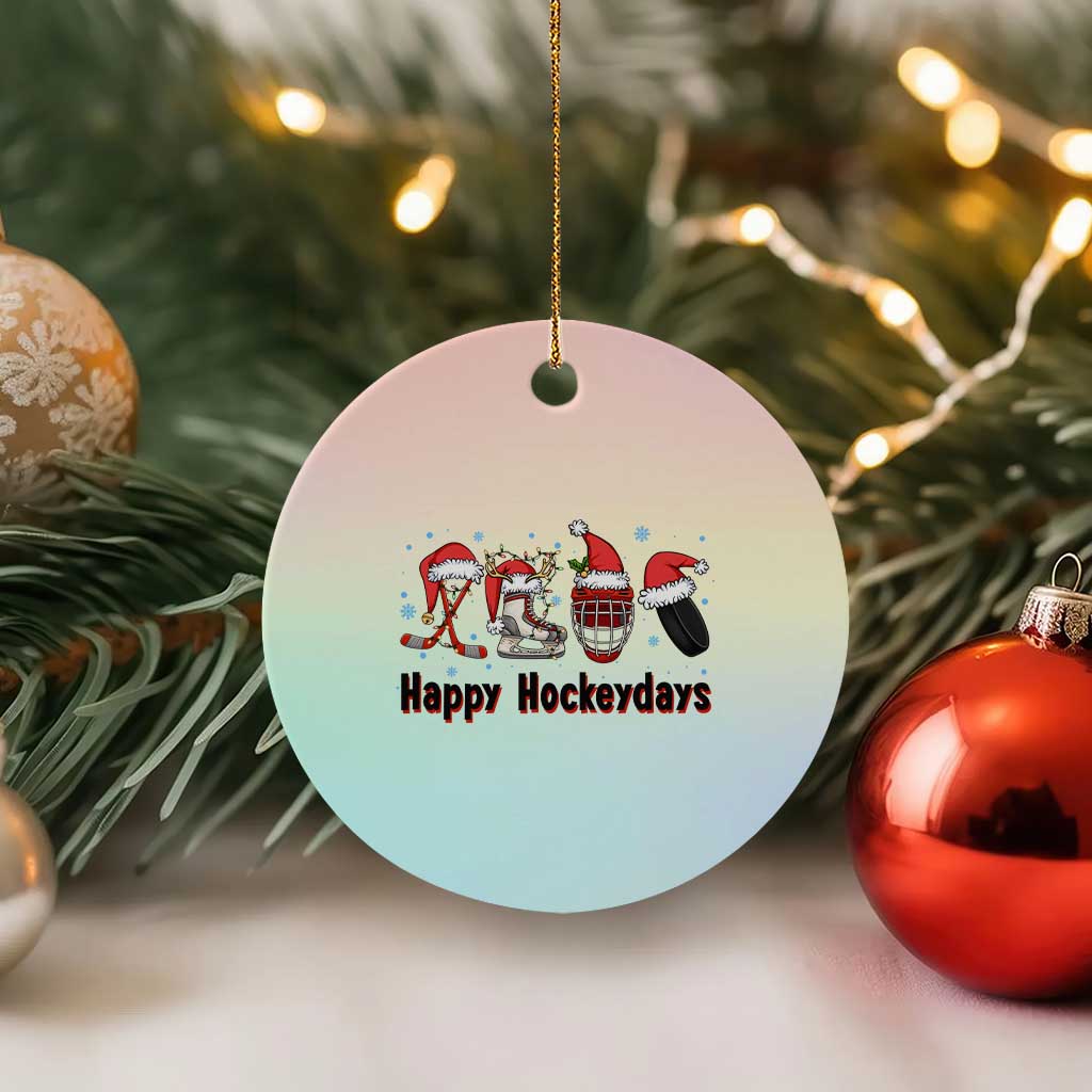 Happy Hockeydays Ceramic Ornament Funny Christmas Ice Hockey Gift - Wonder Print Shop