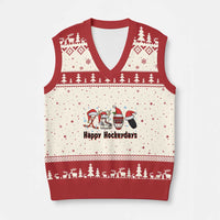 Happy Hockeydays V-Neck Knit Sweater Vest Funny Xmas Ice Hockey Gift - Wonder Print Shop