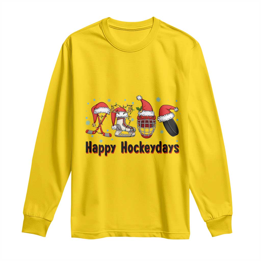 Happy Hockeydays Long Sleeve Shirt Funny Christmas Ice Hockey Gift - Wonder Print Shop