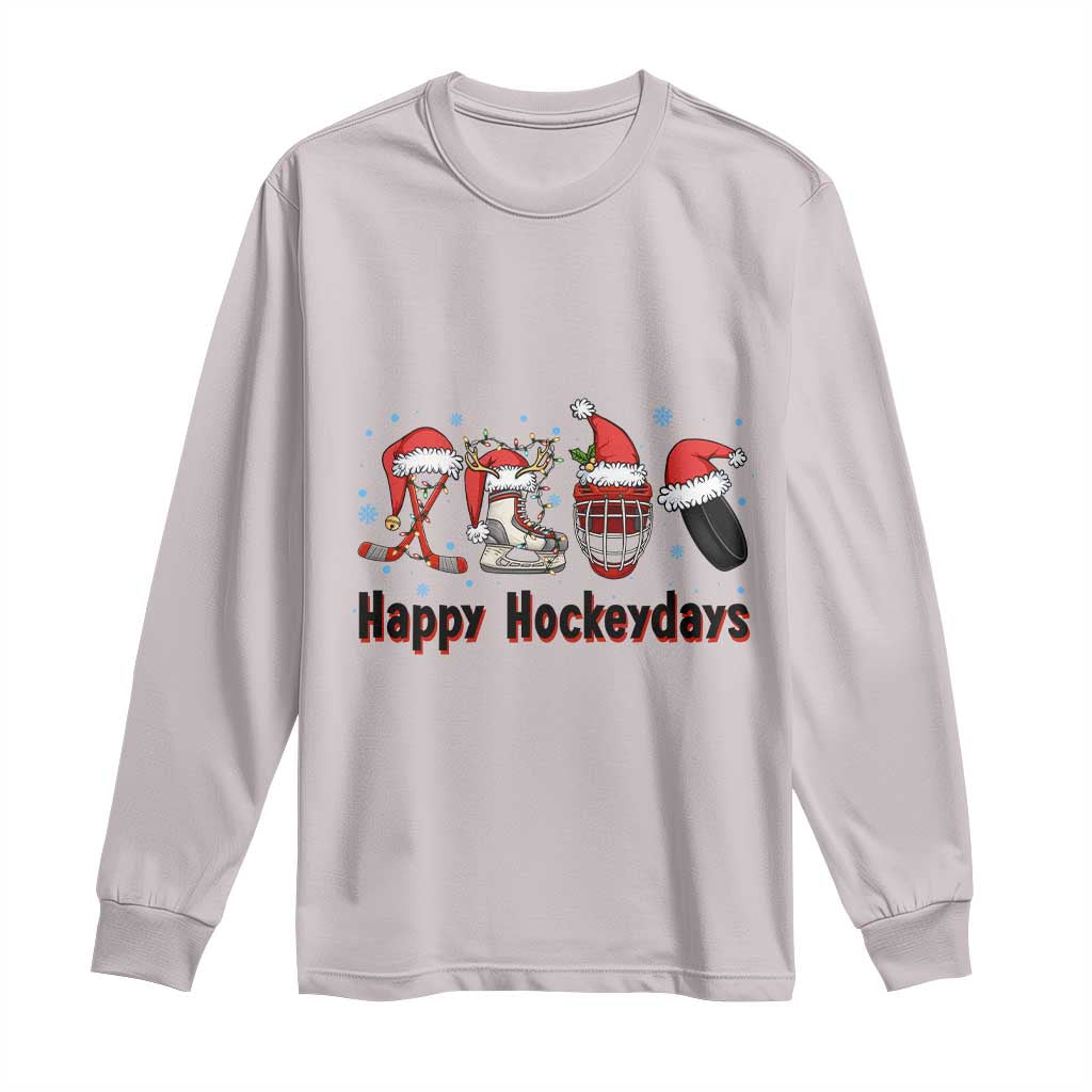 Happy Hockeydays Long Sleeve Shirt Funny Christmas Ice Hockey Gift - Wonder Print Shop
