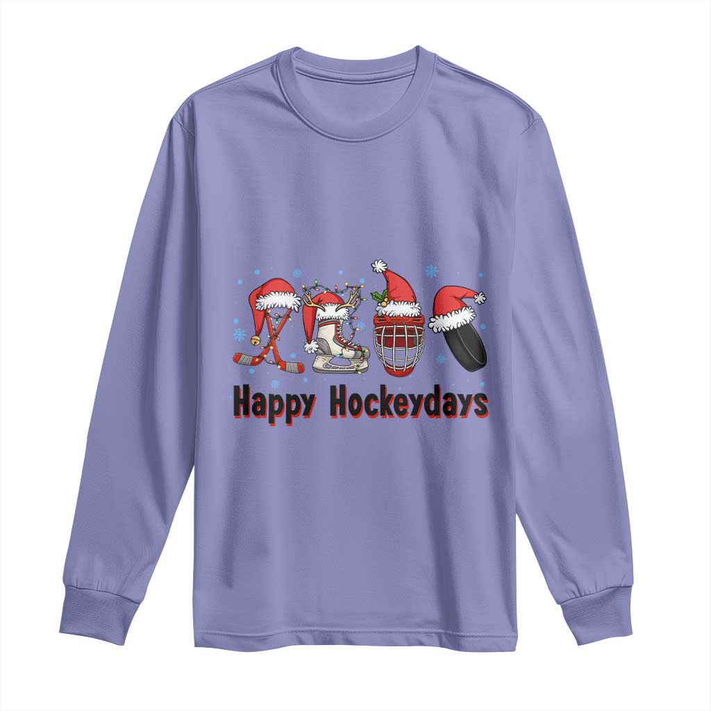 Happy Hockeydays Long Sleeve Shirt Funny Christmas Ice Hockey Gift - Wonder Print Shop