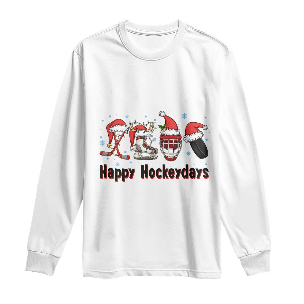 Happy Hockeydays Long Sleeve Shirt Funny Christmas Ice Hockey Gift - Wonder Print Shop