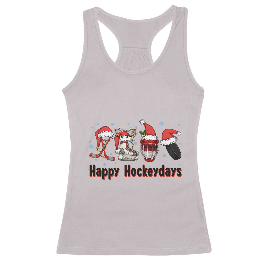 Happy Hockeydays Racerback Tank Top Funny Christmas Ice Hockey Gift - Wonder Print Shop
