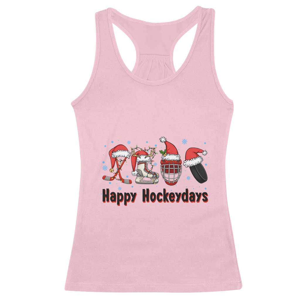 Happy Hockeydays Racerback Tank Top Funny Christmas Ice Hockey Gift - Wonder Print Shop