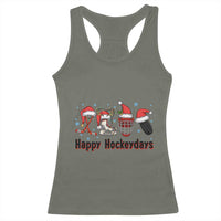 Happy Hockeydays Racerback Tank Top Funny Christmas Ice Hockey Gift - Wonder Print Shop
