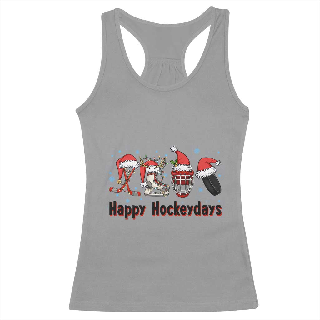 Happy Hockeydays Racerback Tank Top Funny Christmas Ice Hockey Gift - Wonder Print Shop