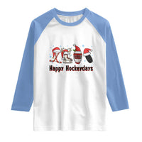 Happy Hockeydays Raglan Shirt Funny Christmas Ice Hockey Gift - Wonder Print Shop