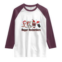 Happy Hockeydays Raglan Shirt Funny Christmas Ice Hockey Gift - Wonder Print Shop