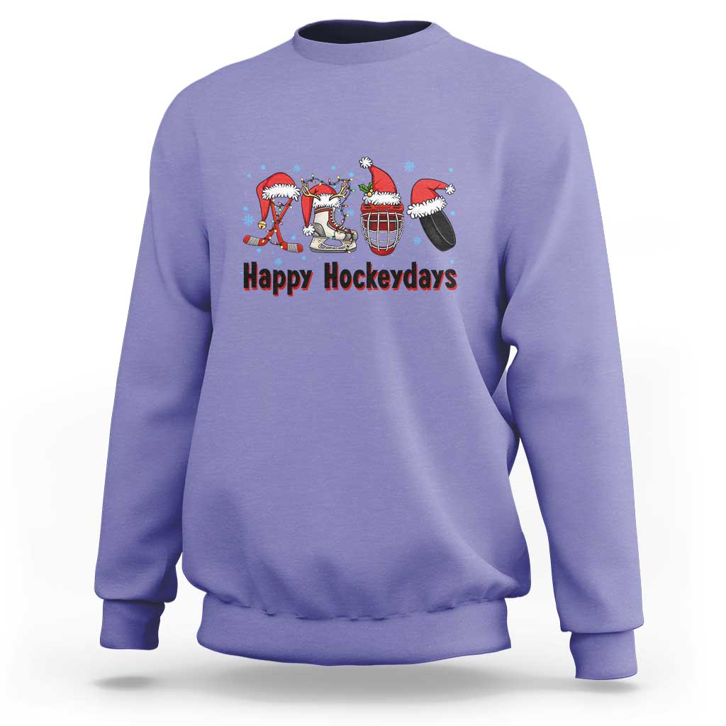 Happy Hockeydays Sweatshirt Funny Christmas Ice Hockey Gift - Wonder Print Shop