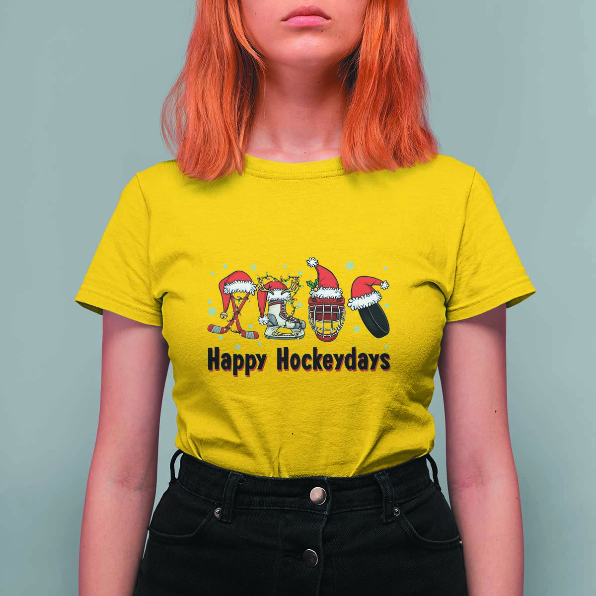 Happy Hockeydays T Shirt For Women Funny Christmas Ice Hockey Gift - Wonder Print Shop