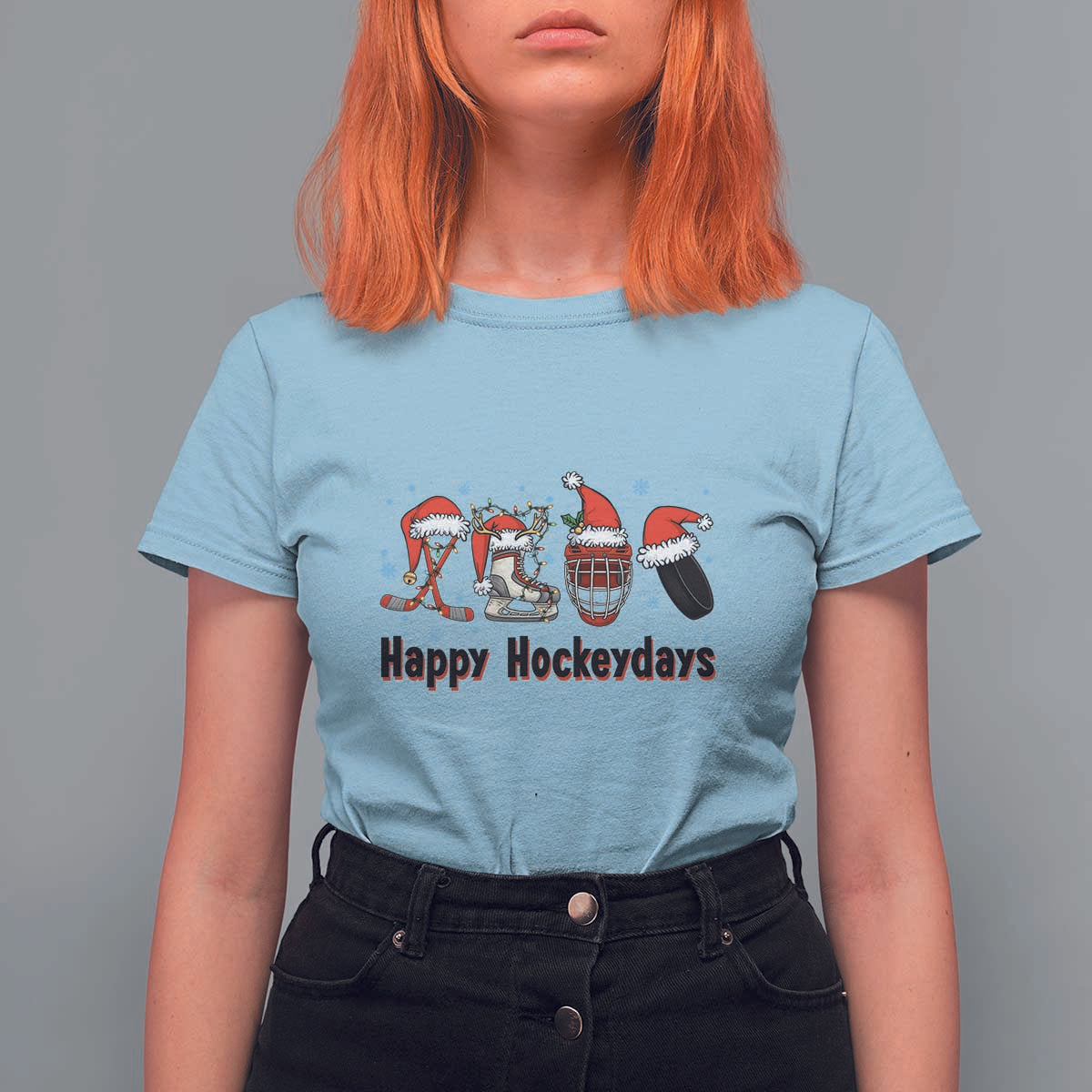 Happy Hockeydays T Shirt For Women Funny Christmas Ice Hockey Gift - Wonder Print Shop