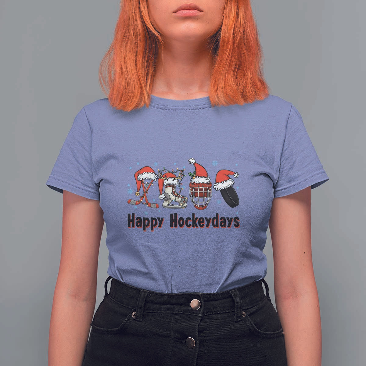 Happy Hockeydays T Shirt For Women Funny Christmas Ice Hockey Gift - Wonder Print Shop