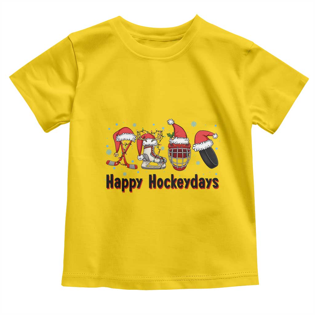 Happy Hockeydays Toddler T Shirt Funny Christmas Ice Hockey Gift - Wonder Print Shop