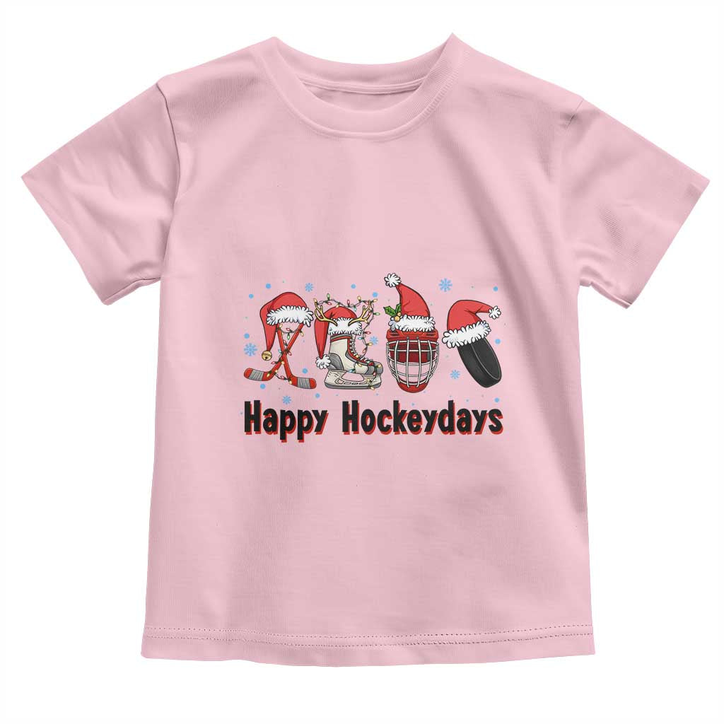 Happy Hockeydays Toddler T Shirt Funny Christmas Ice Hockey Gift - Wonder Print Shop