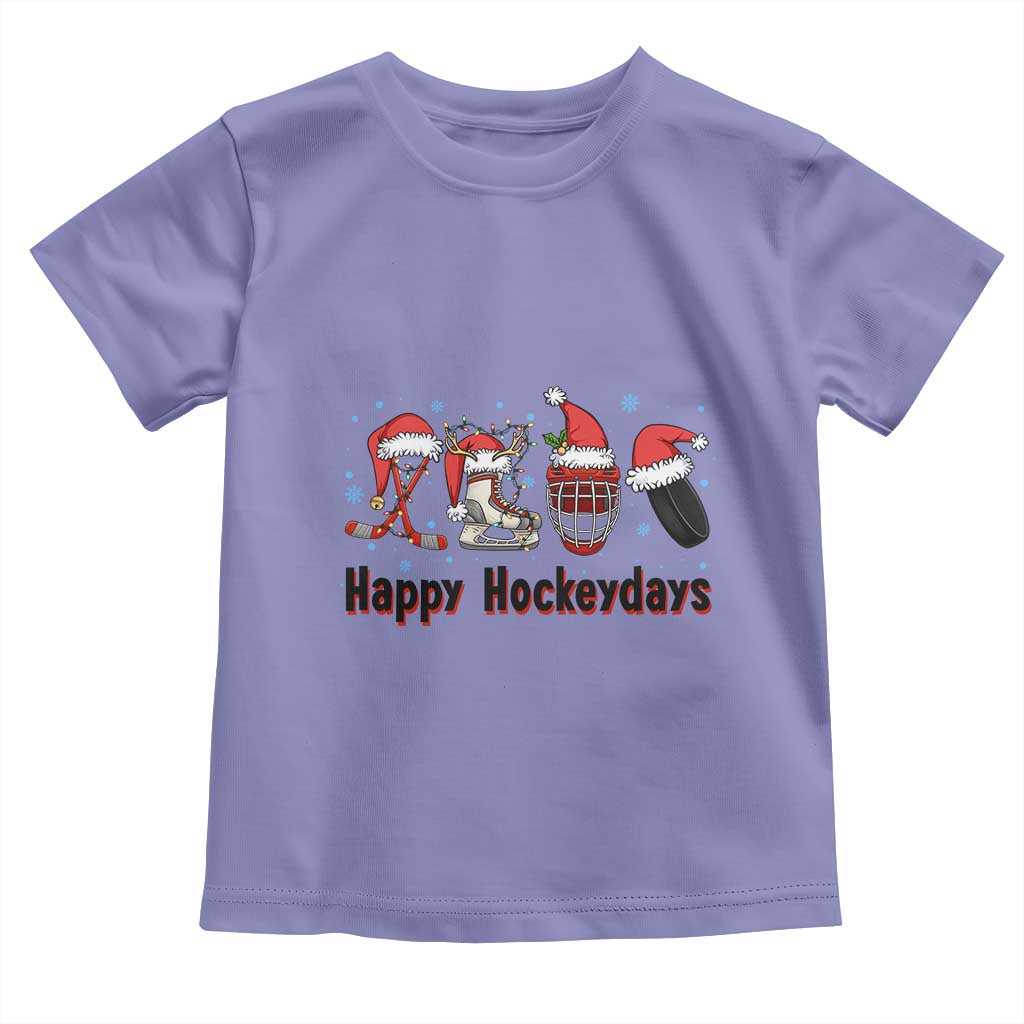 Happy Hockeydays Toddler T Shirt Funny Christmas Ice Hockey Gift - Wonder Print Shop
