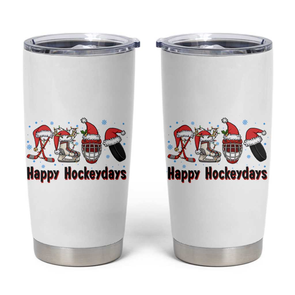 Happy Hockeydays Tumbler Cup Funny Christmas Ice Hockey Gift - Wonder Print Shop