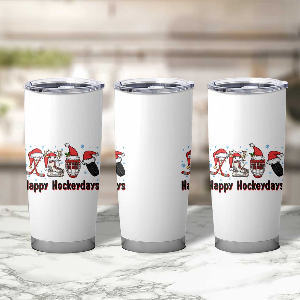 Happy Hockeydays Tumbler Cup Funny Christmas Ice Hockey Gift - Wonder Print Shop