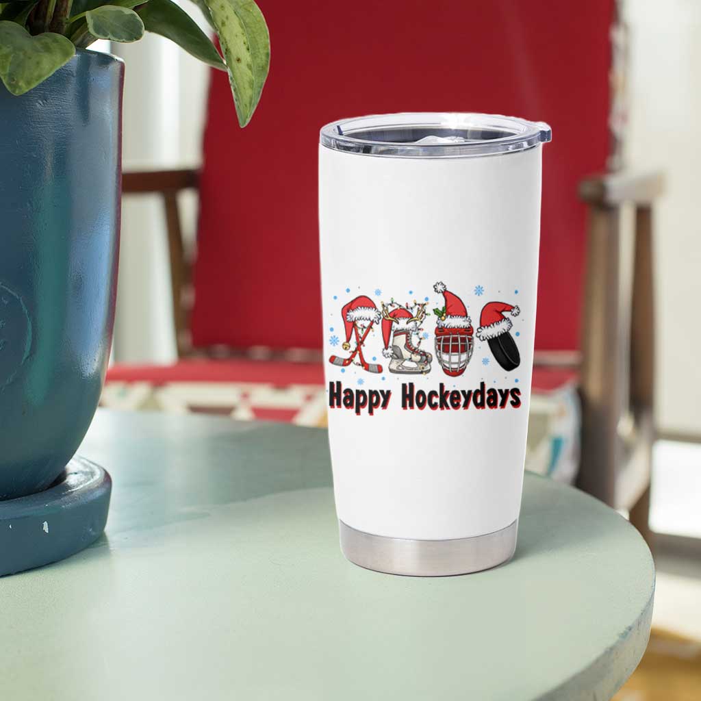Happy Hockeydays Tumbler Cup Funny Christmas Ice Hockey Gift - Wonder Print Shop