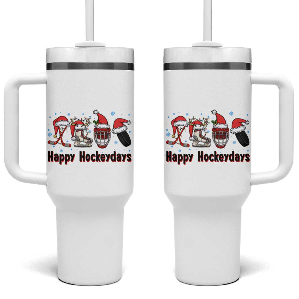 Happy Hockeydays Tumbler With Handle Funny Christmas Ice Hockey Gift - Wonder Print Shop