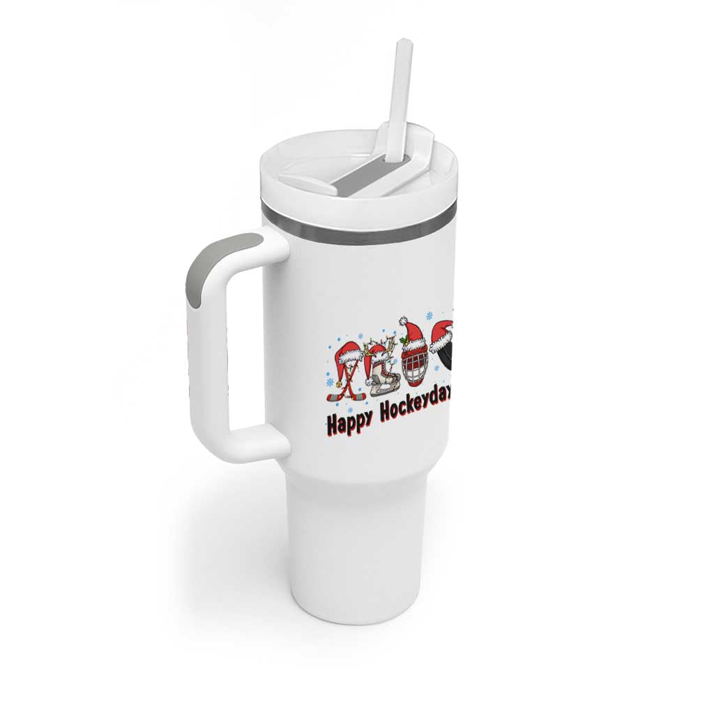 Happy Hockeydays Tumbler With Handle Funny Christmas Ice Hockey Gift - Wonder Print Shop