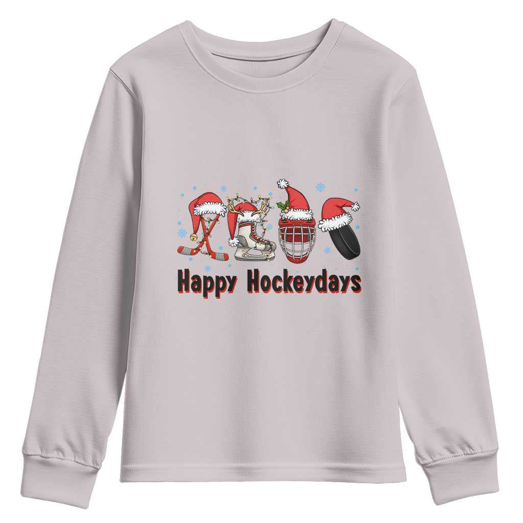 Happy Hockeydays Youth Sweatshirt Funny Christmas Ice Hockey Gift - Wonder Print Shop