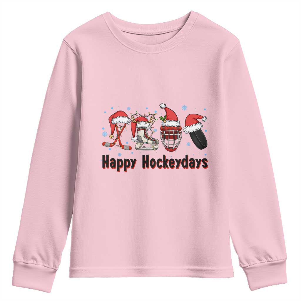 Happy Hockeydays Youth Sweatshirt Funny Christmas Ice Hockey Gift - Wonder Print Shop