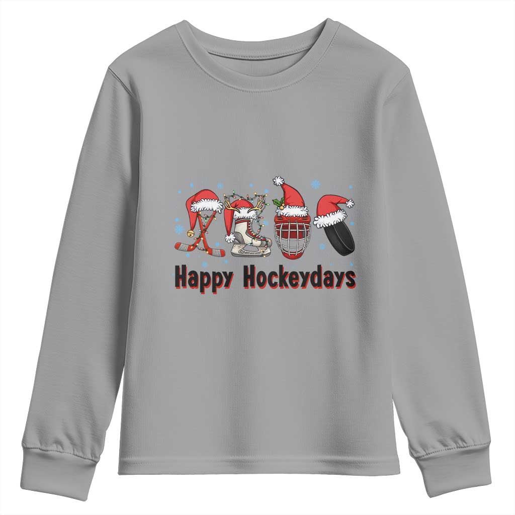 Happy Hockeydays Youth Sweatshirt Funny Christmas Ice Hockey Gift - Wonder Print Shop