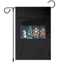 Funny Ice Hockey Christmas Gift Garden Flag Santa Snowman And Gingerbread Playing Together - Wonder Print Shop