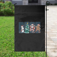 Funny Ice Hockey Christmas Gift Garden Flag Santa Snowman And Gingerbread Playing Together - Wonder Print Shop