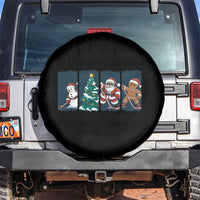 Funny Ice Hockey Christmas Gift Spare Tire Cover Santa Snowman And Gingerbread Playing Together - Wonder Print Shop