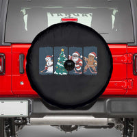 Funny Ice Hockey Christmas Gift Spare Tire Cover Santa Snowman And Gingerbread Playing Together - Wonder Print Shop