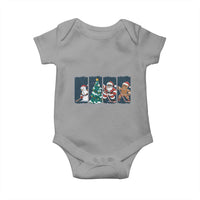 Funny Ice Hockey Christmas Gift Baby Onesie Santa Snowman And Gingerbread Playing Together - Wonder Print Shop