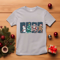 Funny Ice Hockey Christmas Gift T Shirt Santa Snowman And Gingerbread Playing Together - Wonder Print Shop