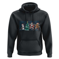 Funny Ice Hockey Christmas Gift Hoodie Santa Snowman And Gingerbread Playing Together - Wonder Print Shop
