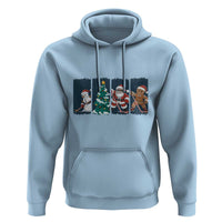 Funny Ice Hockey Christmas Gift Hoodie Santa Snowman And Gingerbread Playing Together - Wonder Print Shop