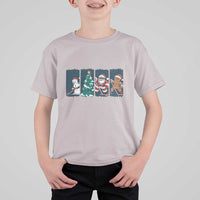 Funny Ice Hockey Christmas Gift T Shirt For Kid Santa Snowman And Gingerbread Playing Together - Wonder Print Shop
