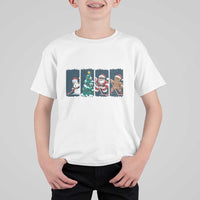 Funny Ice Hockey Christmas Gift T Shirt For Kid Santa Snowman And Gingerbread Playing Together - Wonder Print Shop