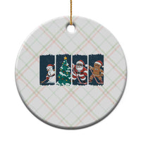 Funny Ice Hockey Christmas Gift Ceramic Ornament Santa Snowman And Gingerbread Playing Together - Wonder Print Shop