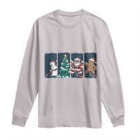 Funny Ice Hockey Christmas Gift Long Sleeve Shirt Santa Snowman And Gingerbread Playing Together - Wonder Print Shop
