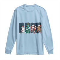 Funny Ice Hockey Christmas Gift Long Sleeve Shirt Santa Snowman And Gingerbread Playing Together - Wonder Print Shop