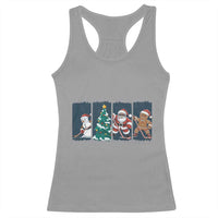 Funny Ice Hockey Christmas Gift Racerback Tank Top Santa Snowman And Gingerbread Playing Together - Wonder Print Shop