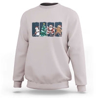 Funny Ice Hockey Christmas Gift Sweatshirt Santa Snowman And Gingerbread Playing Together - Wonder Print Shop