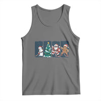 Funny Ice Hockey Christmas Gift Tank Top Santa Snowman And Gingerbread Playing Together - Wonder Print Shop