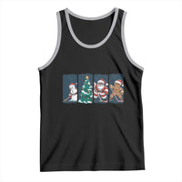 Funny Ice Hockey Christmas Gift Tank Top Santa Snowman And Gingerbread Playing Together - Wonder Print Shop