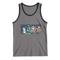 Funny Ice Hockey Christmas Gift Tank Top Santa Snowman And Gingerbread Playing Together - Wonder Print Shop